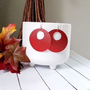 Red Metallic Leather earrings